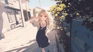 笑顔の金髪女子０