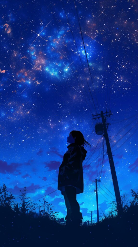 【壁紙サイズ】星空と女性０