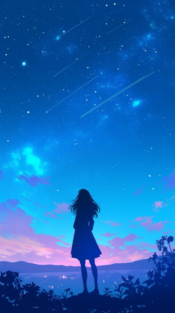 【壁紙サイズ】星空と女性０
