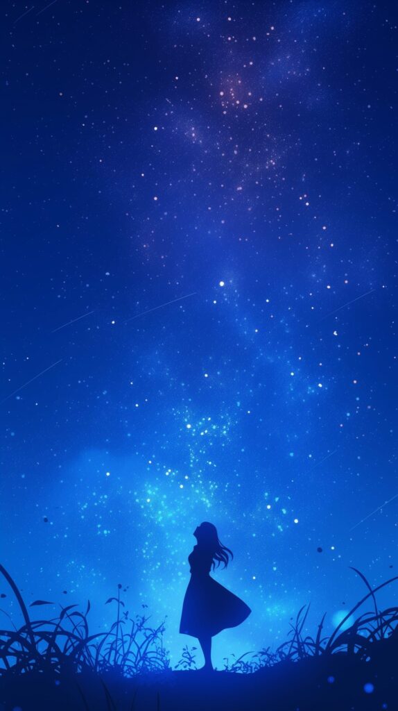 【壁紙サイズ】星空と女性０