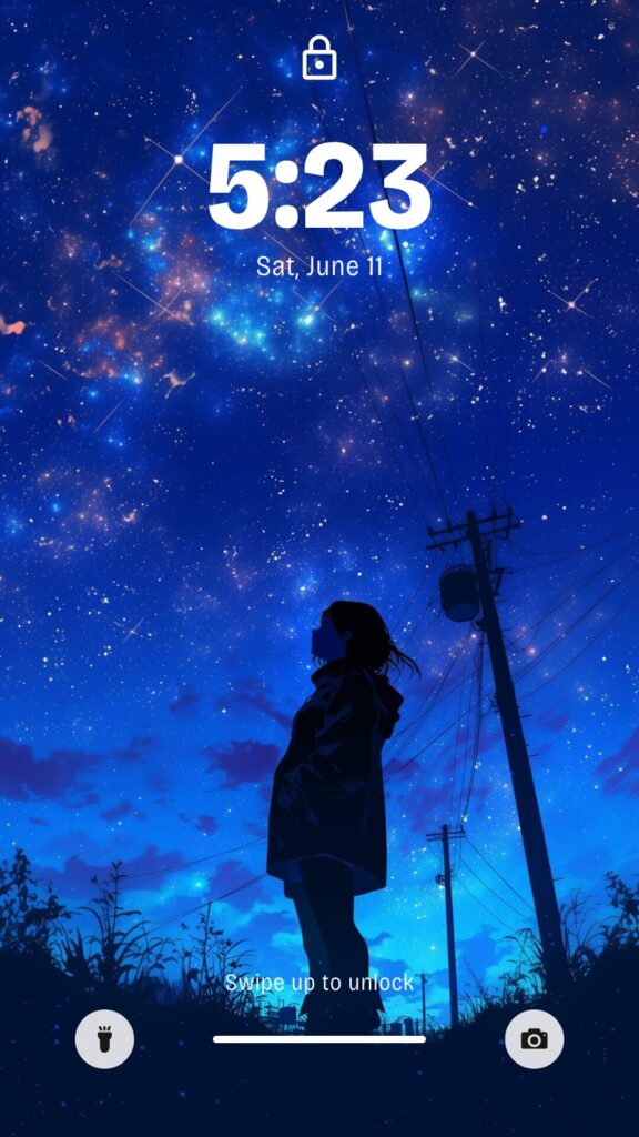 【壁紙サイズ】星空と女性イラスト04