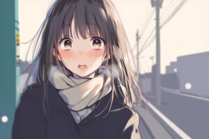 マフラーコート女子０