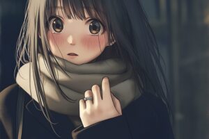 マフラーコート女子０