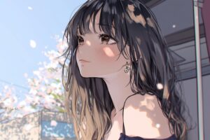 黒髪の美人女性０