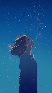 【壁紙サイズ】星空と女性０
