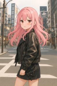 ピンク髪女子０