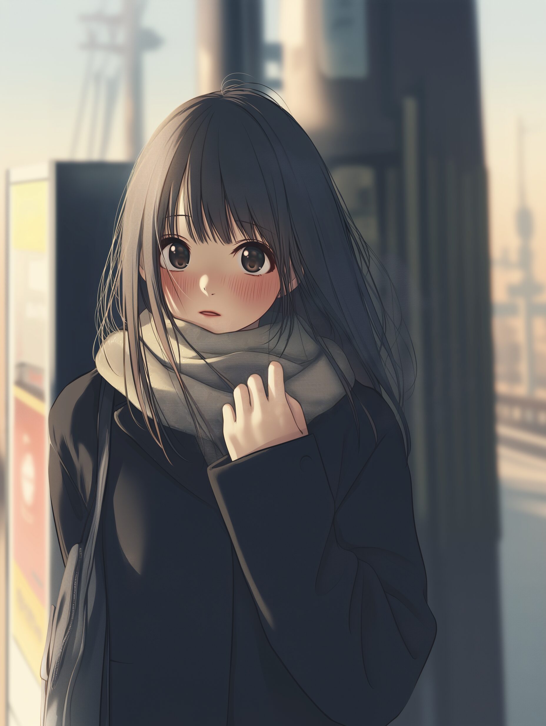 マフラーコート女子０