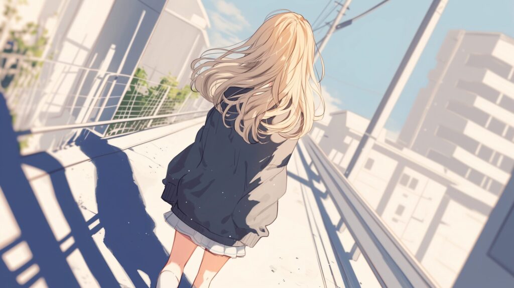 金髪女子の後ろ姿０