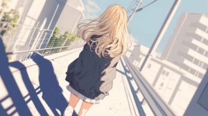 金髪女子の後ろ姿０