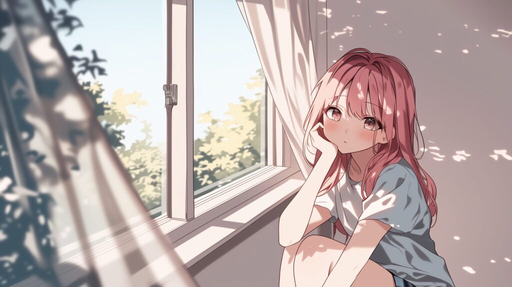 ピンク髪の女の子０