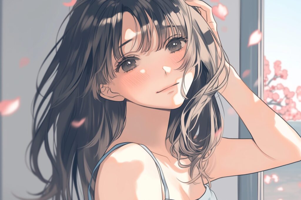 黒髪の美人女性０