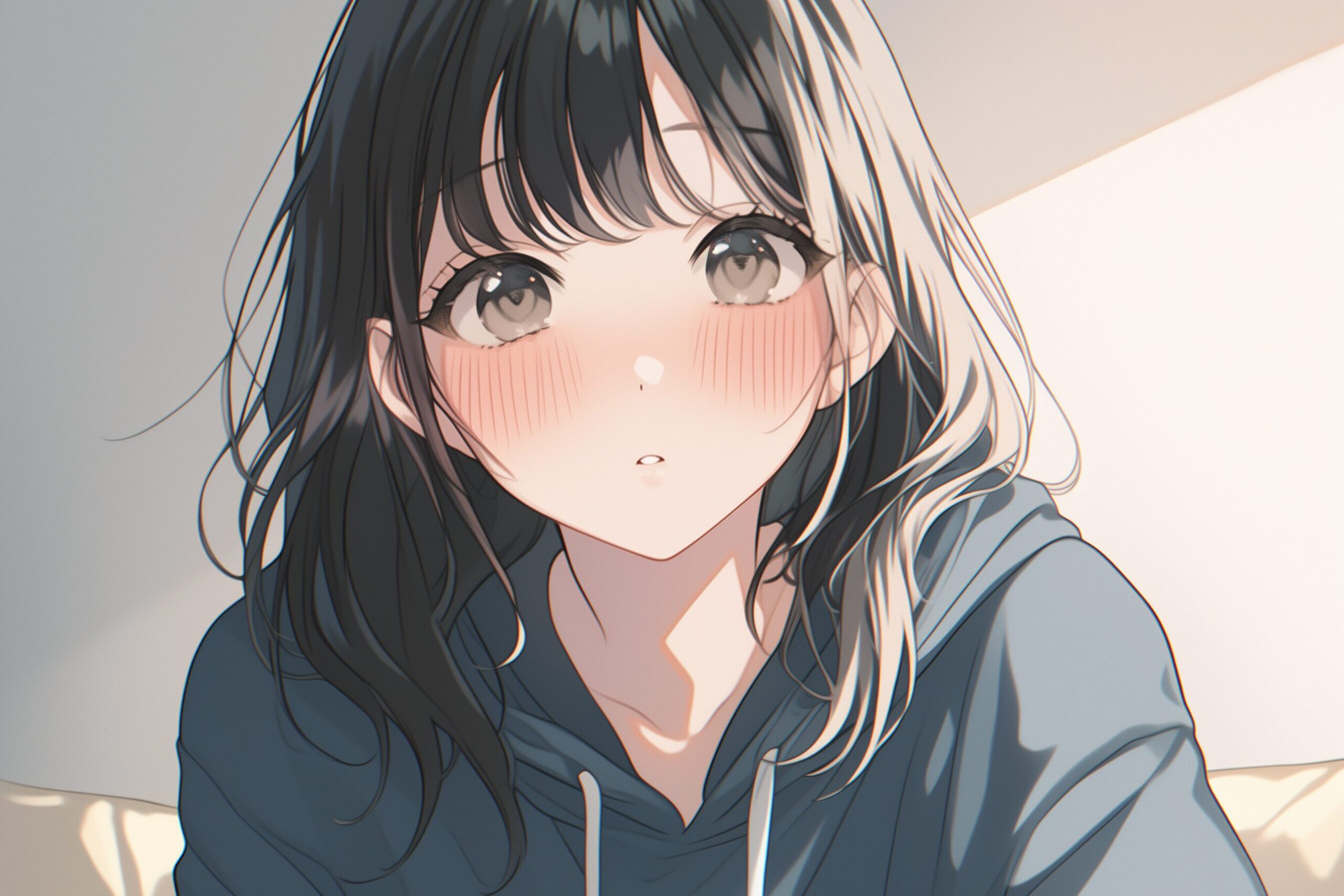 黒髪パーカー女子0