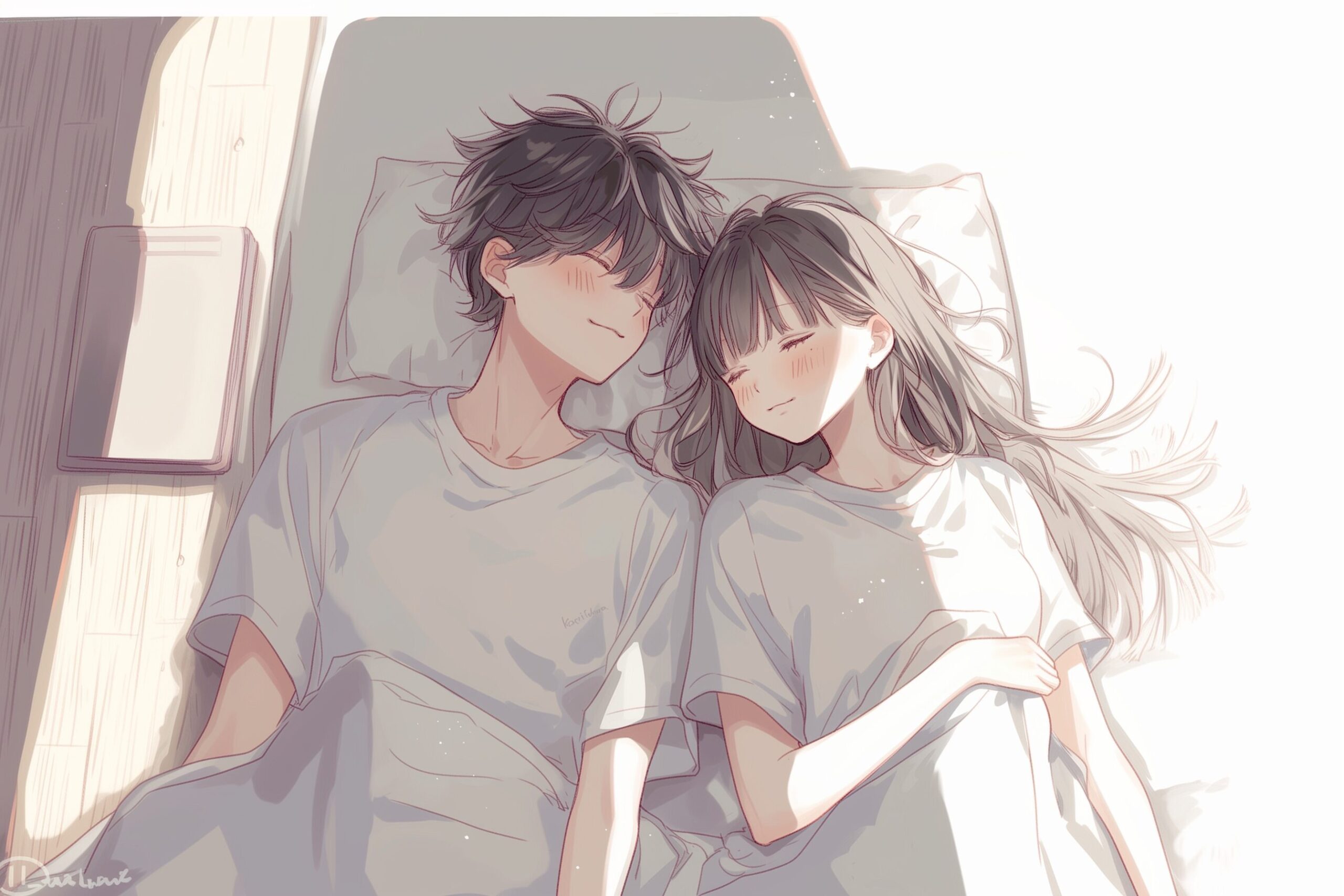 眠る仲良しカップル0