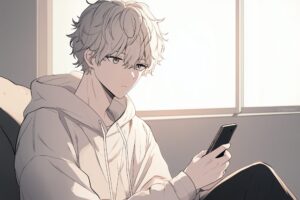 白パーカー男子０