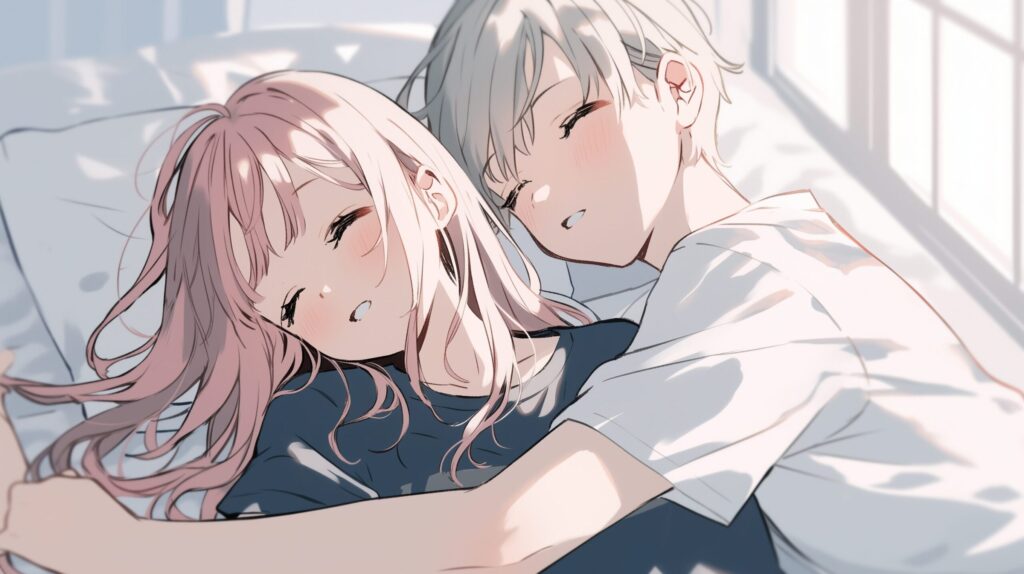 銀髪男子とピンク髪女子０