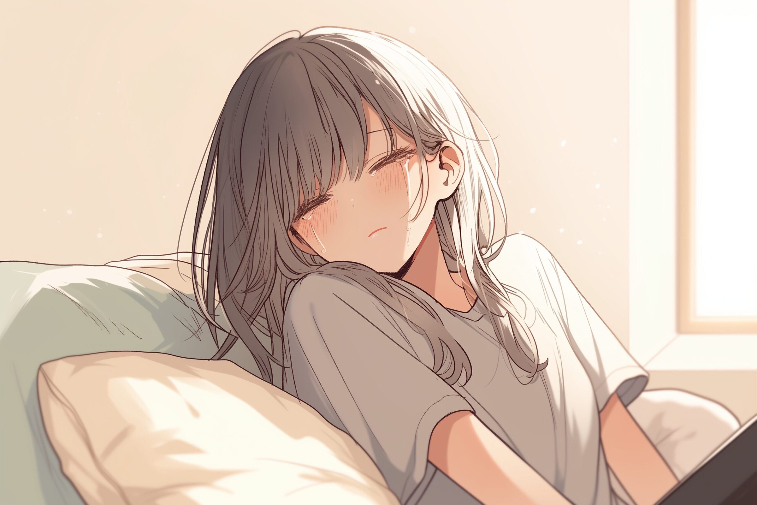 涙する女性0