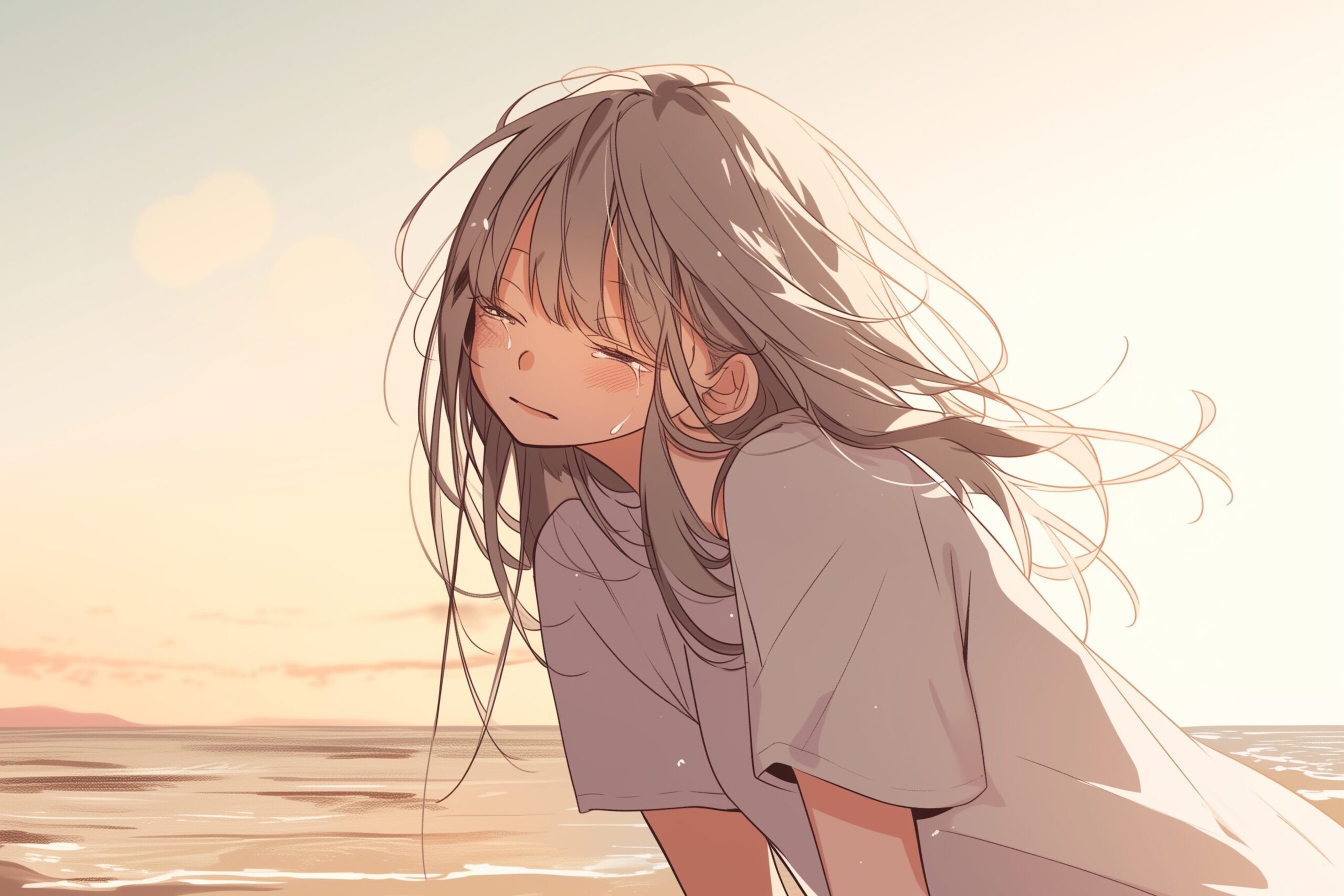 涙する女性0