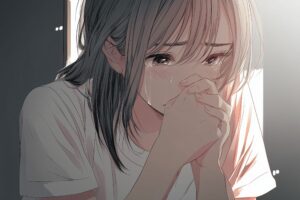 涙する女性０