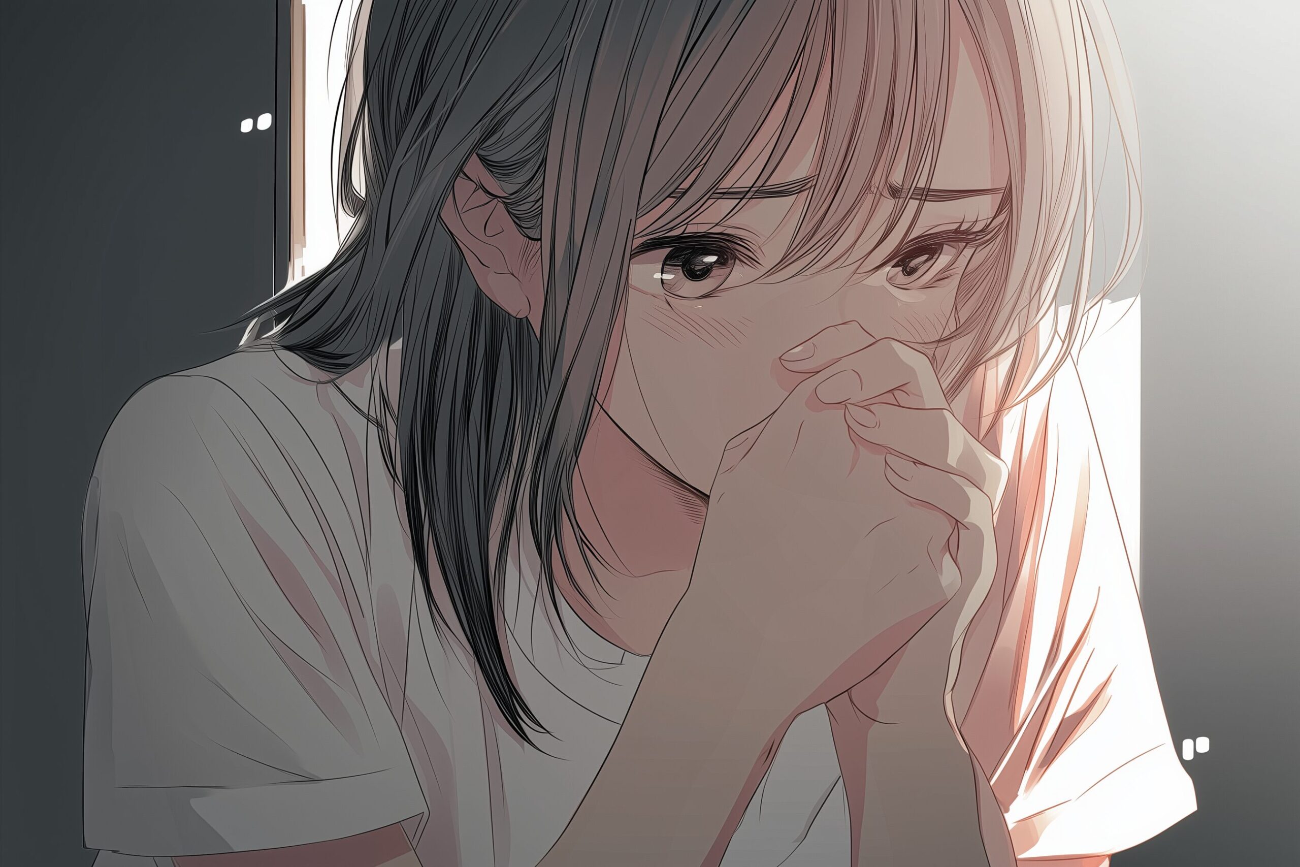 涙する女性0