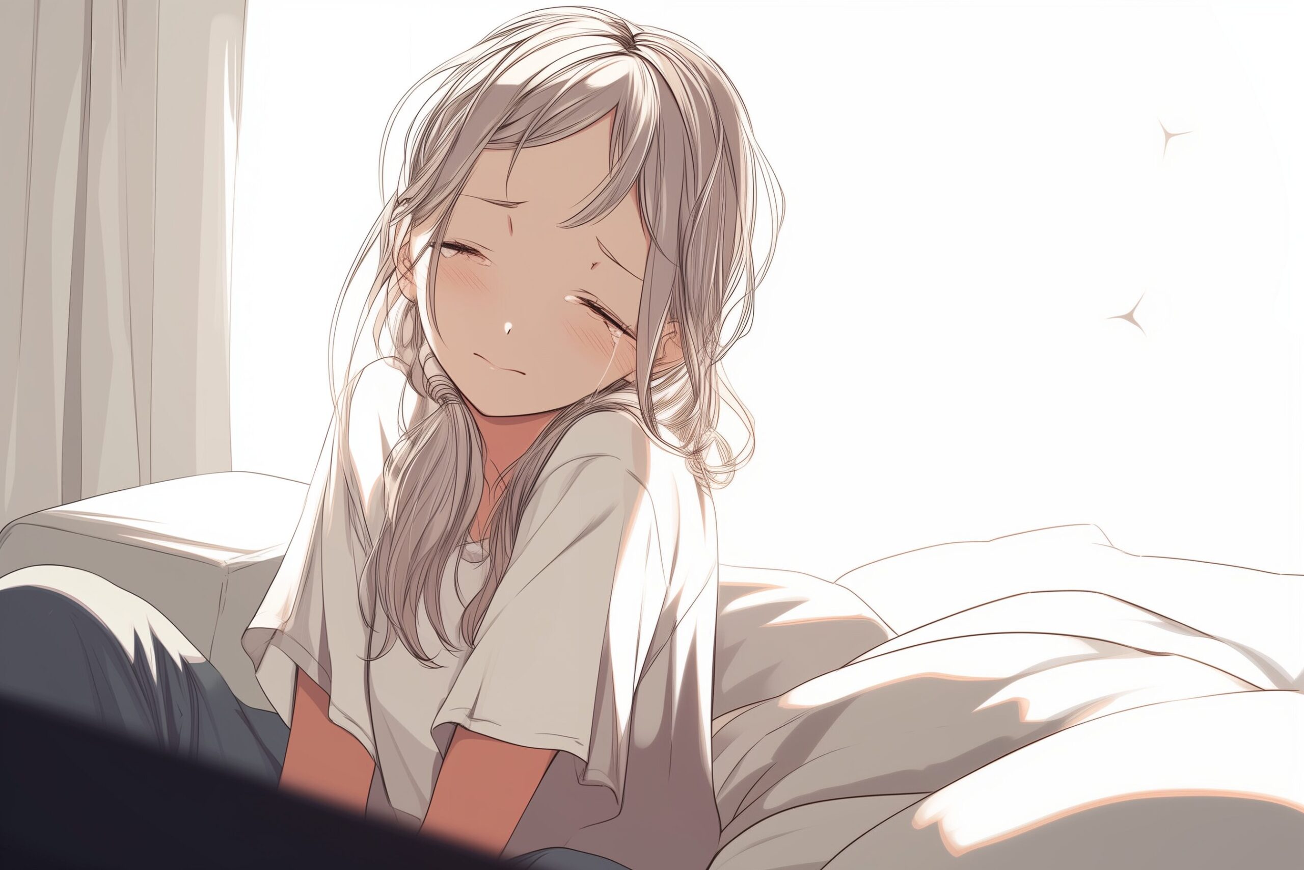 涙する女性0