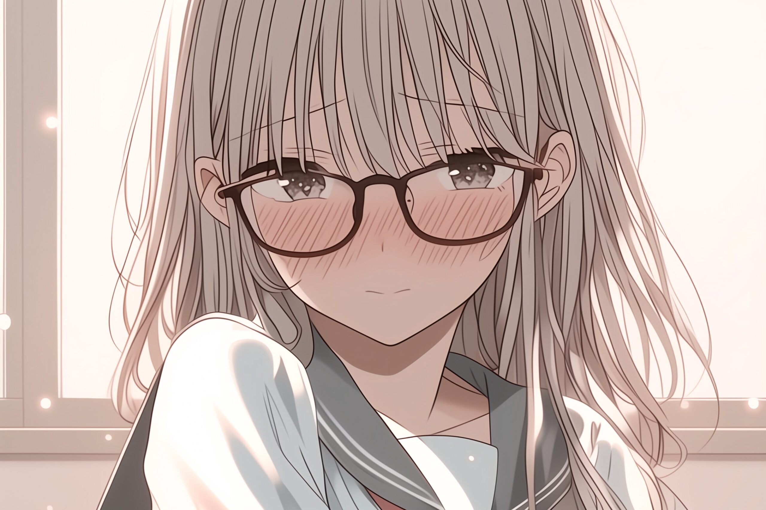 照れる銀髪女子0