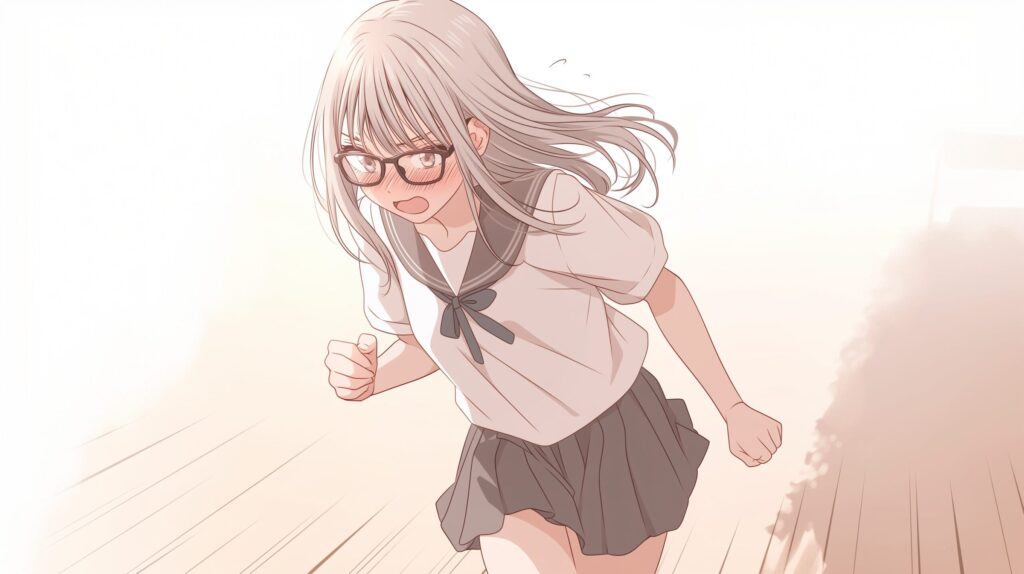 走る銀髪女子０