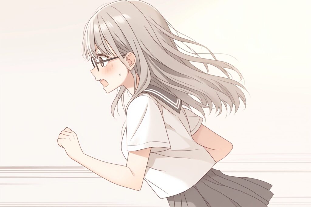 走る銀髪女子０