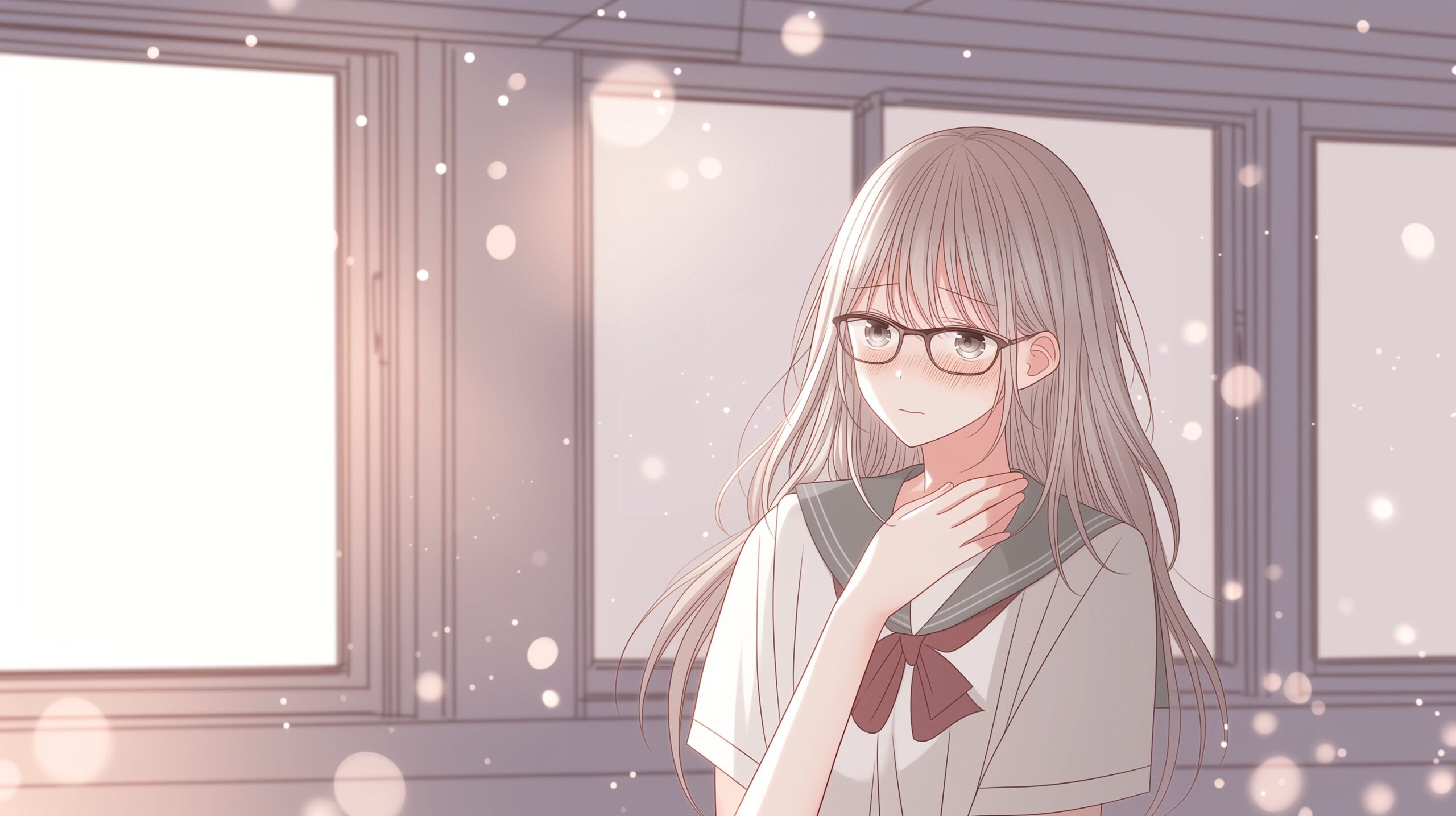 照れる銀髪女子0