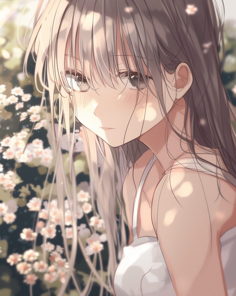 お花畑にいる女性０