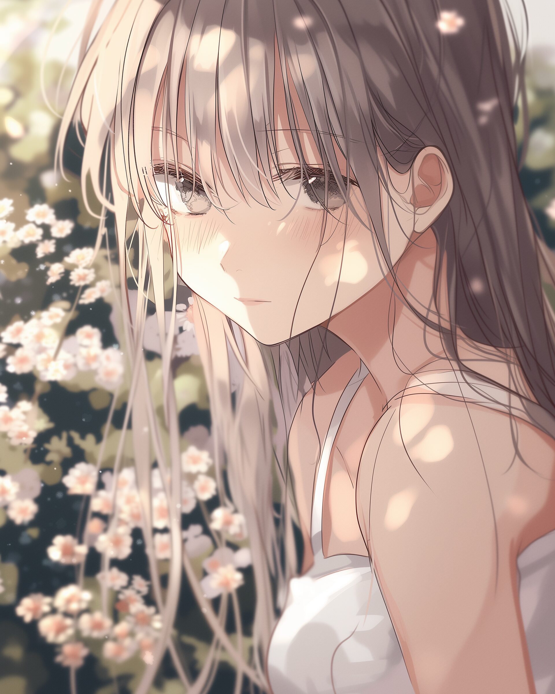 お花畑にいる女性0