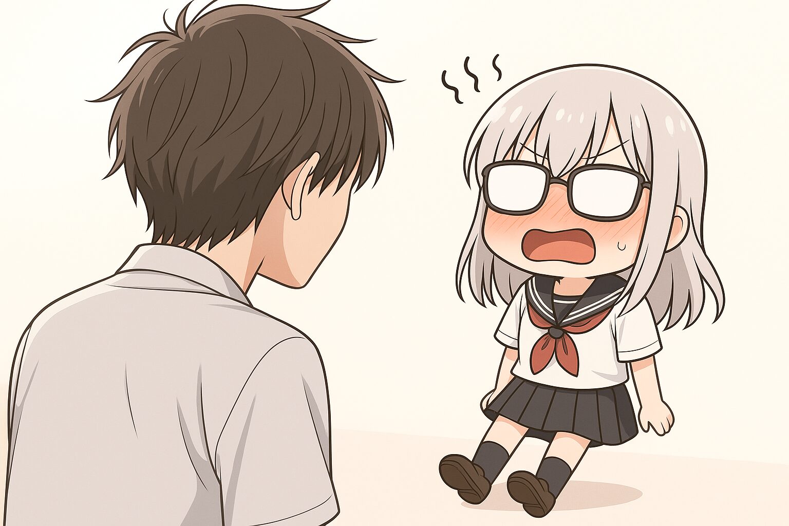 照れる銀髪女子0