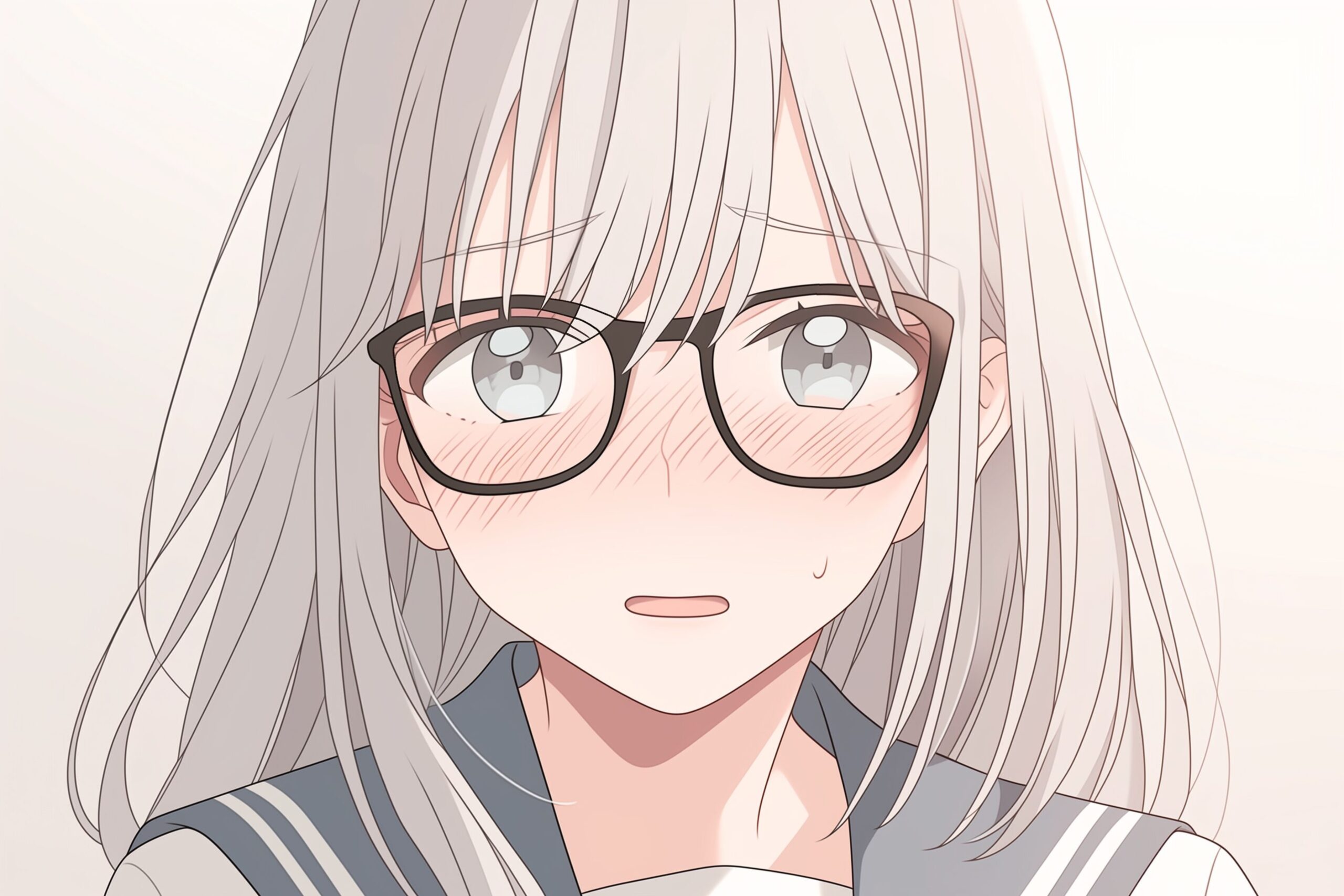 照れる銀髪女子0
