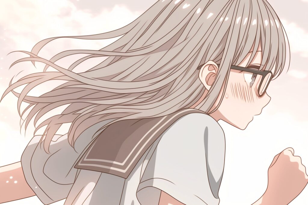 走る銀髪女子０