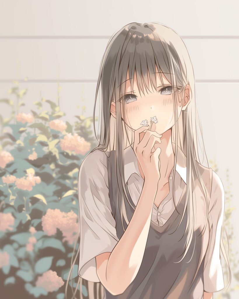 お花畑にいる女性０