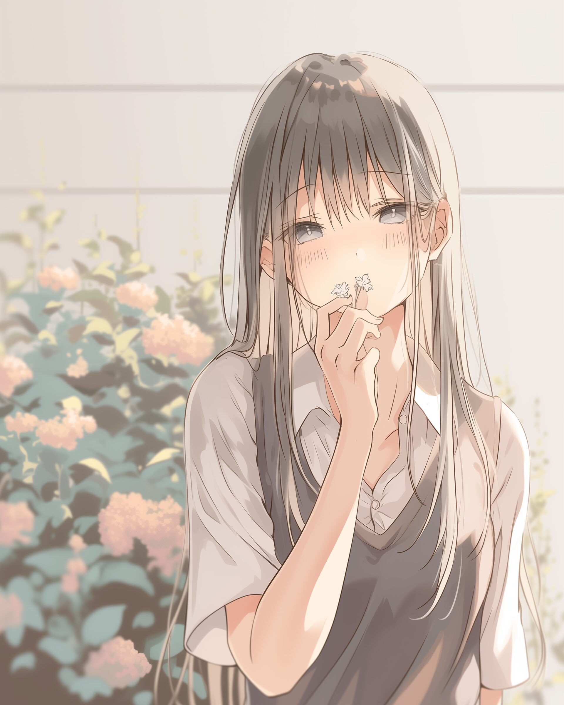 お花畑にいる女性0