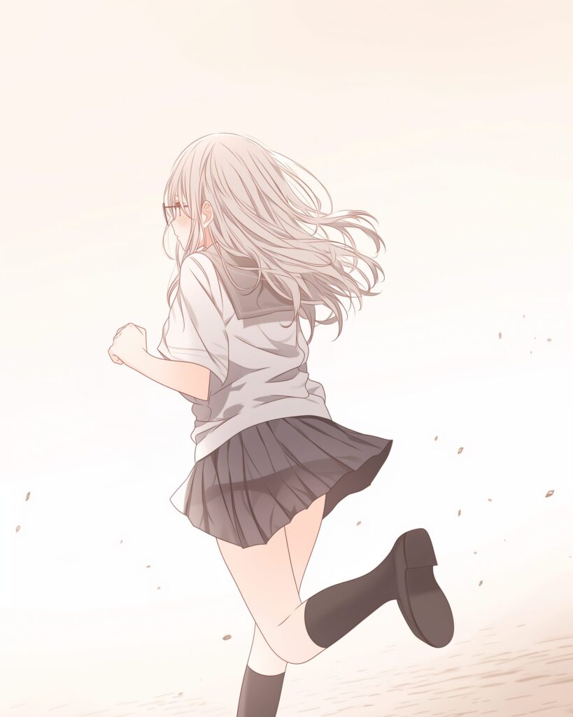 走る銀髪女子０