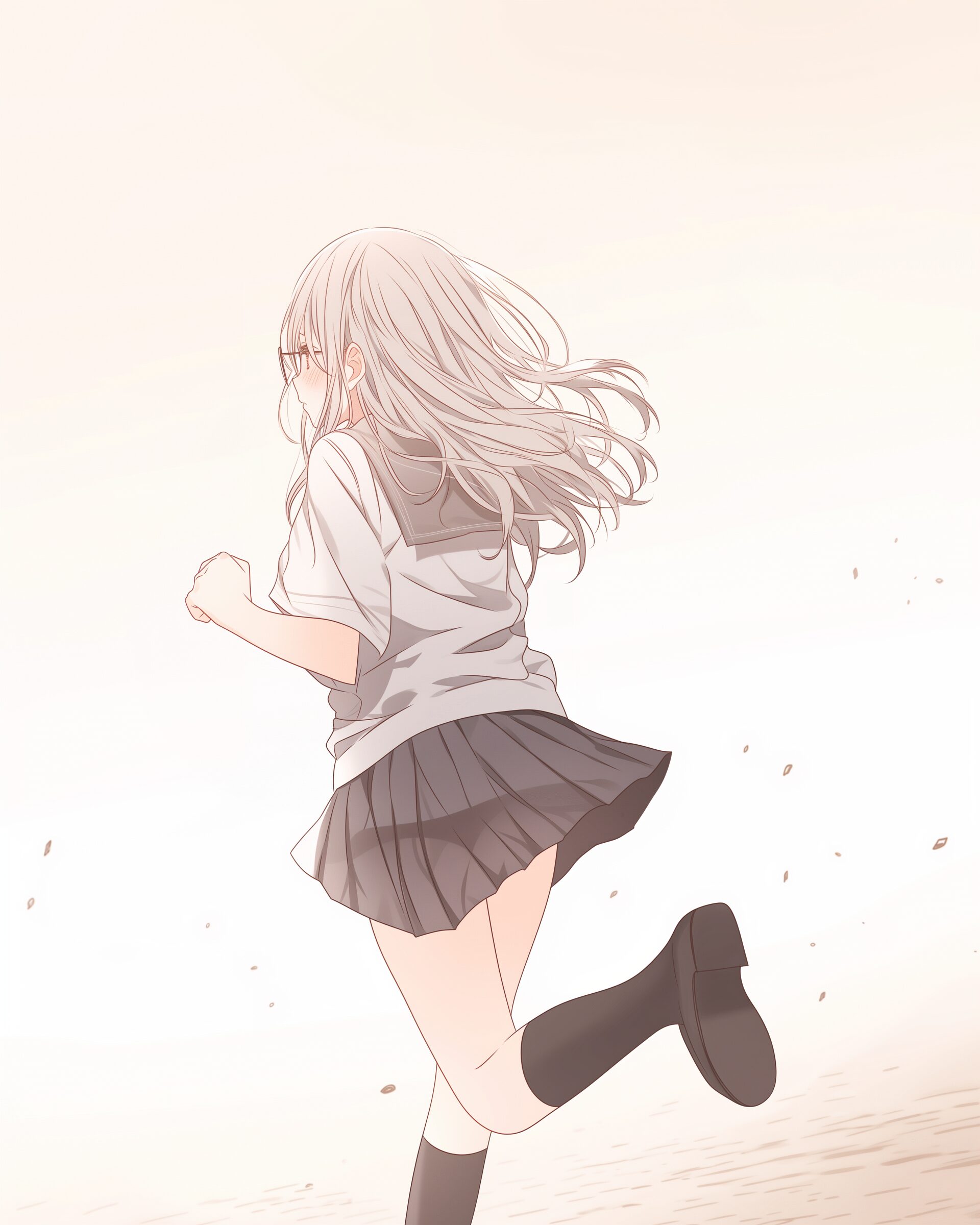 走る銀髪女子０
