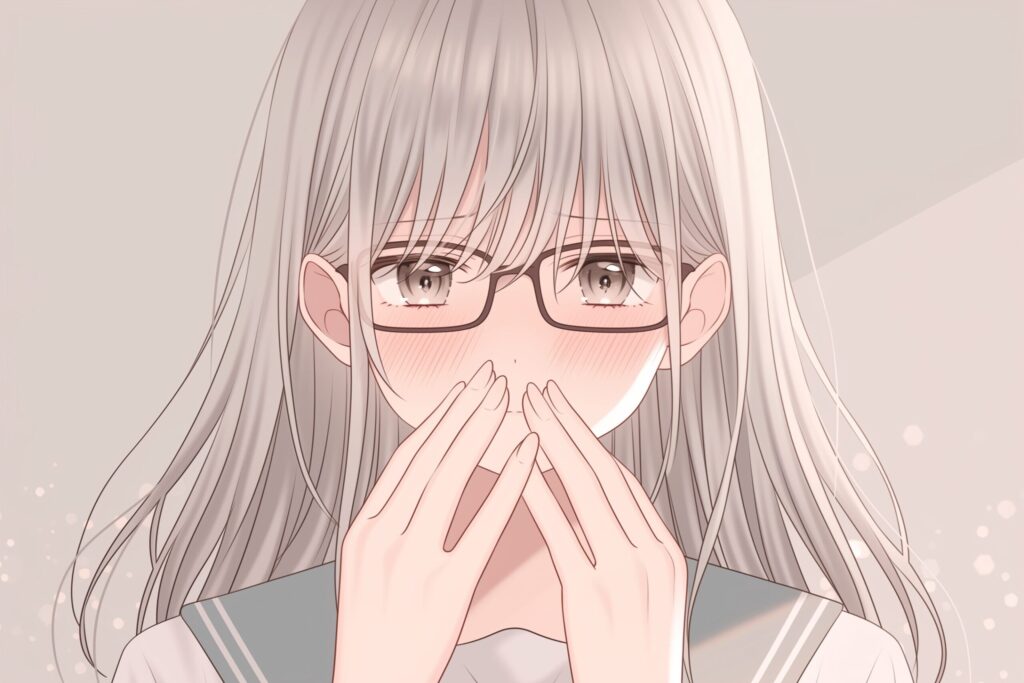 照れる銀髪女子０