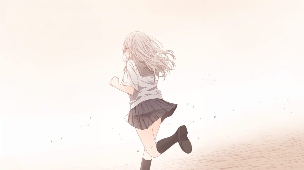走る銀髪女子０