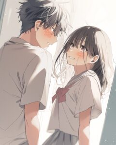 見つめ合うカップルイラスト０