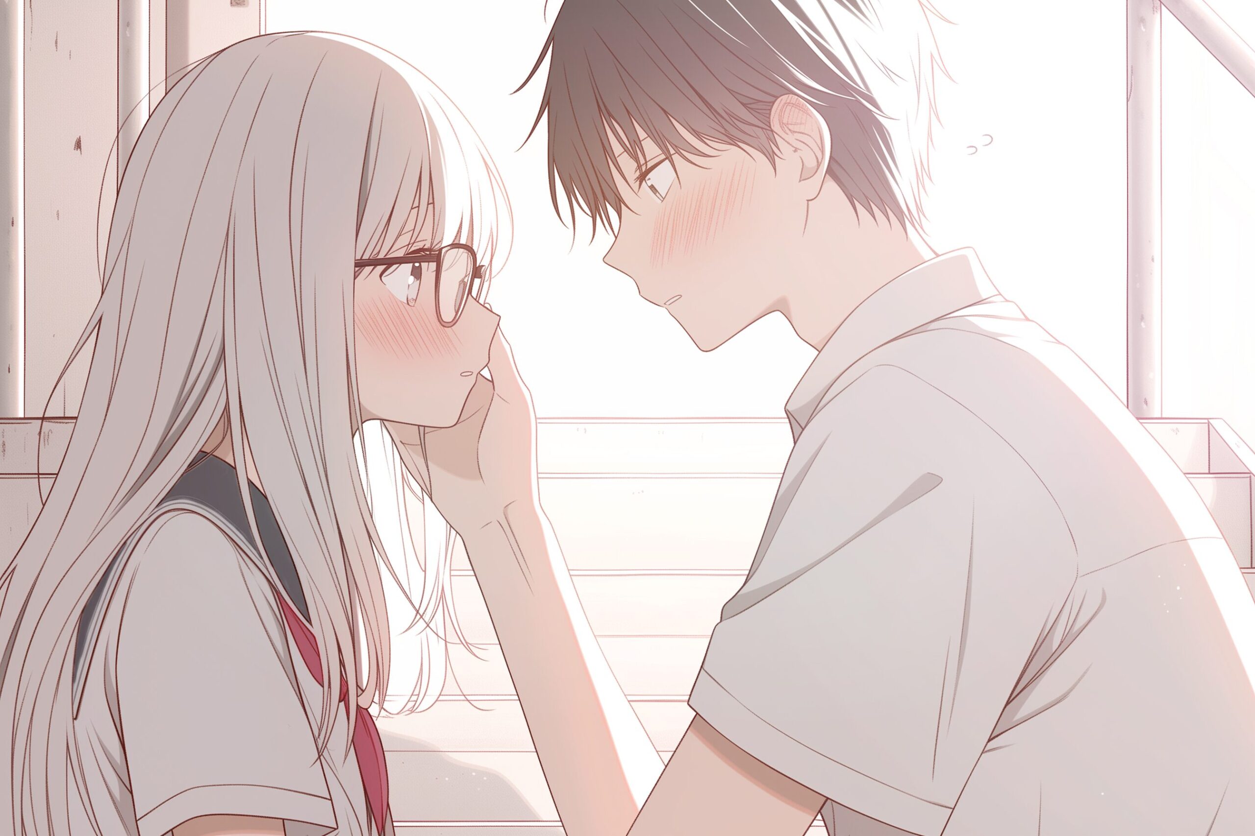 向き合う男女イラスト0