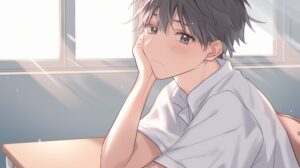 教室で考える男子０