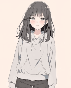 【GIF】不機嫌パーカー女子