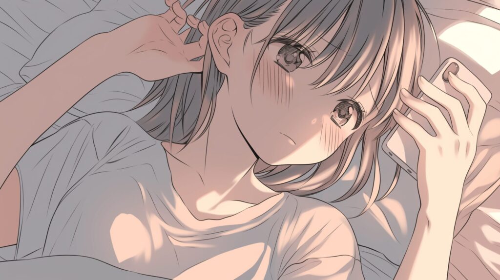 スマホを眺める女子０