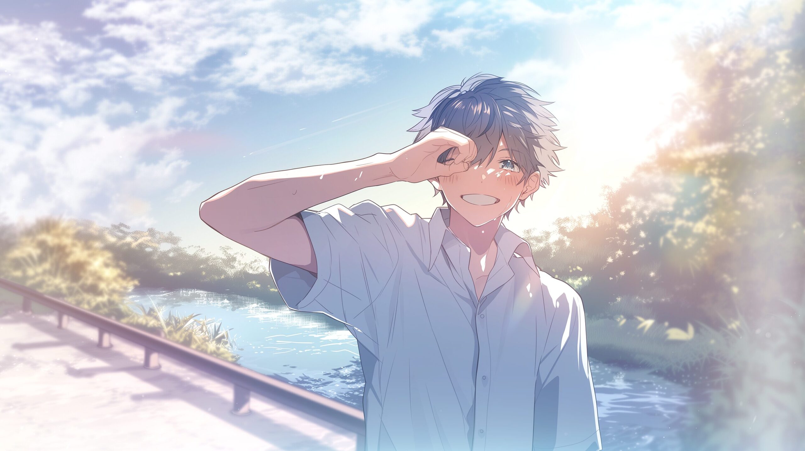 笑顔の学生男子0