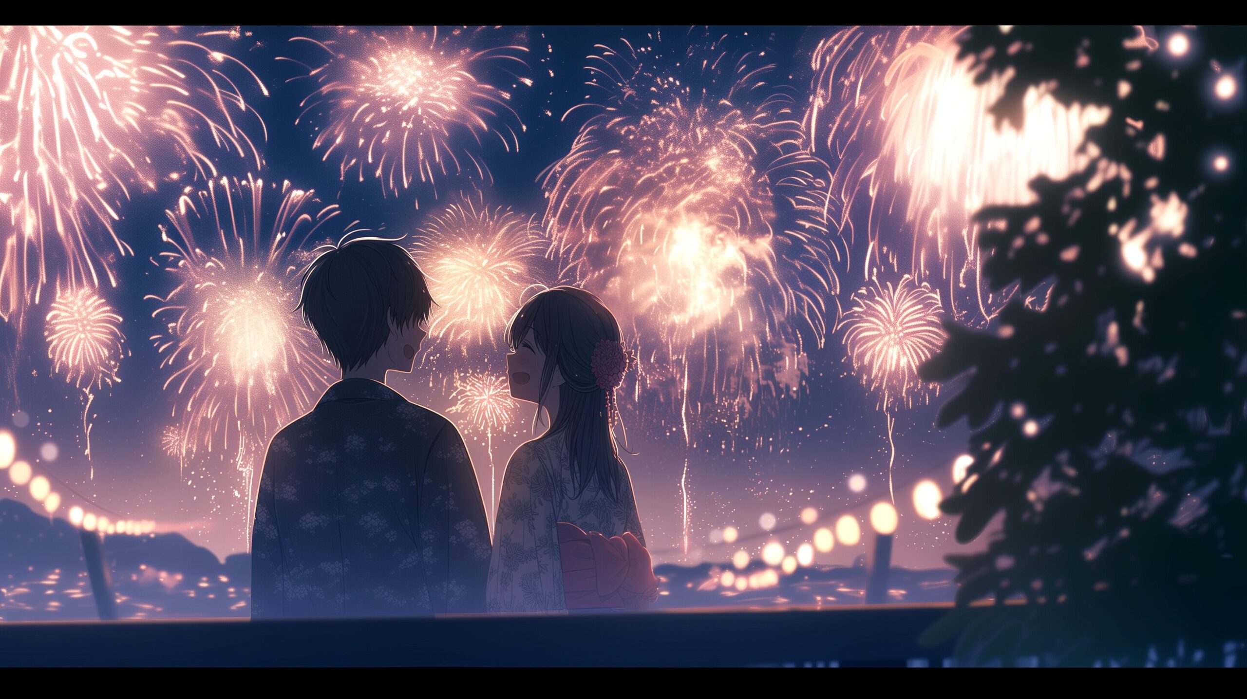 花火を観るカップル0