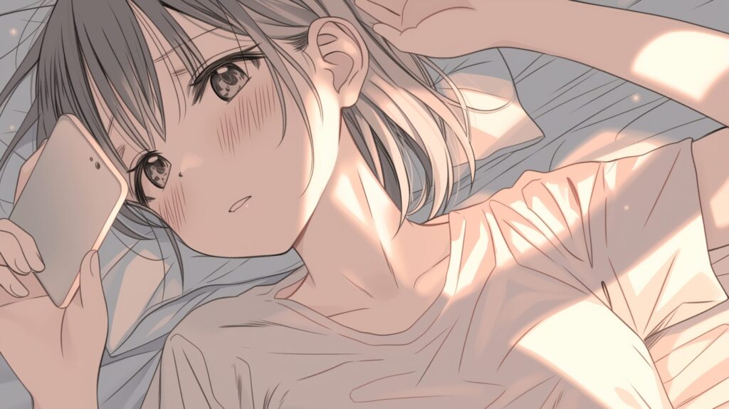 スマホを眺める女子０