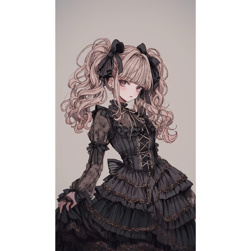 かわいいゴスロリ服を着た女の子イラスト
