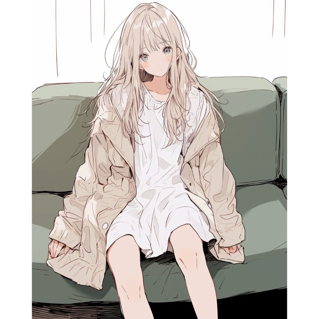 「ジャケット＋ダボダボTシャツ＋ショーパン」を着た女の子イラスト