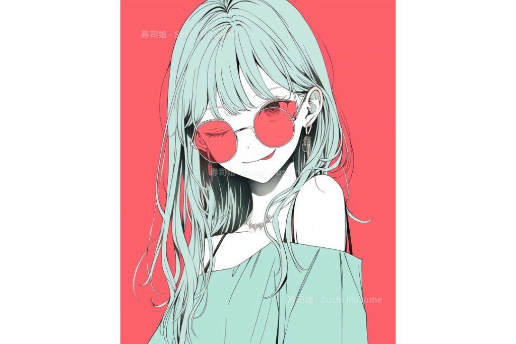 サングラスをかけた舌だし女の子イラスト